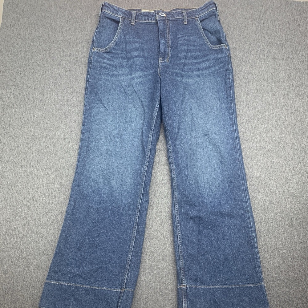Pilcro Wide-Leg High Rise Blue Denim Jeans Women Size 31